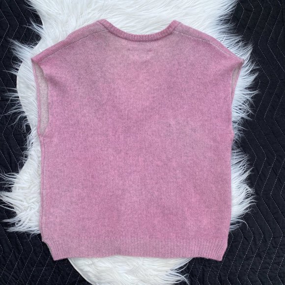 Zadig & Voltaire Kany C Short Sleeve Cashmere Sweater Pink Logo - Picture 6 of 6